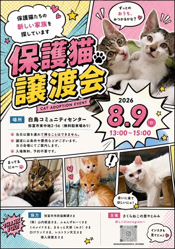 【R8.8/9(日)】保護猫譲渡会　チラシ